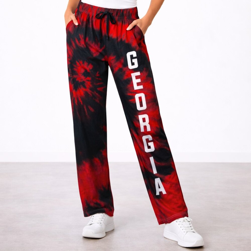 Brief Insanity Georgia Lounge Pants Womens Small Red Black Tie Dye Graphic